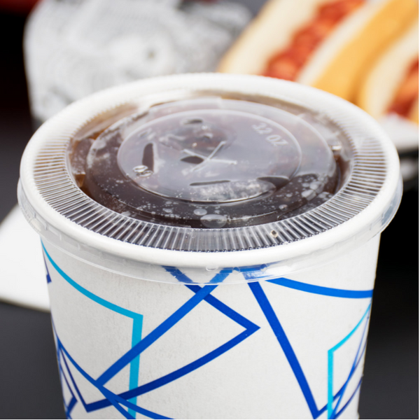 32 oz. Translucent Cold Cup Flat Lid with Straw Slot - (1,000/case)