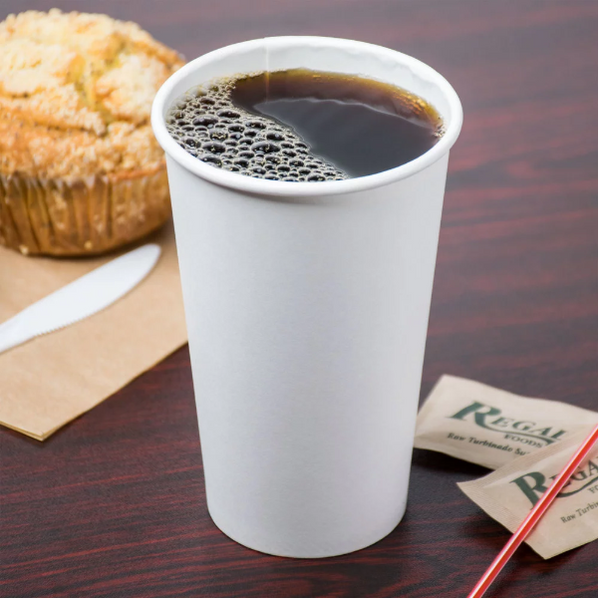 16 oz. White Poly Hot Paper Cup - (1,000/case)